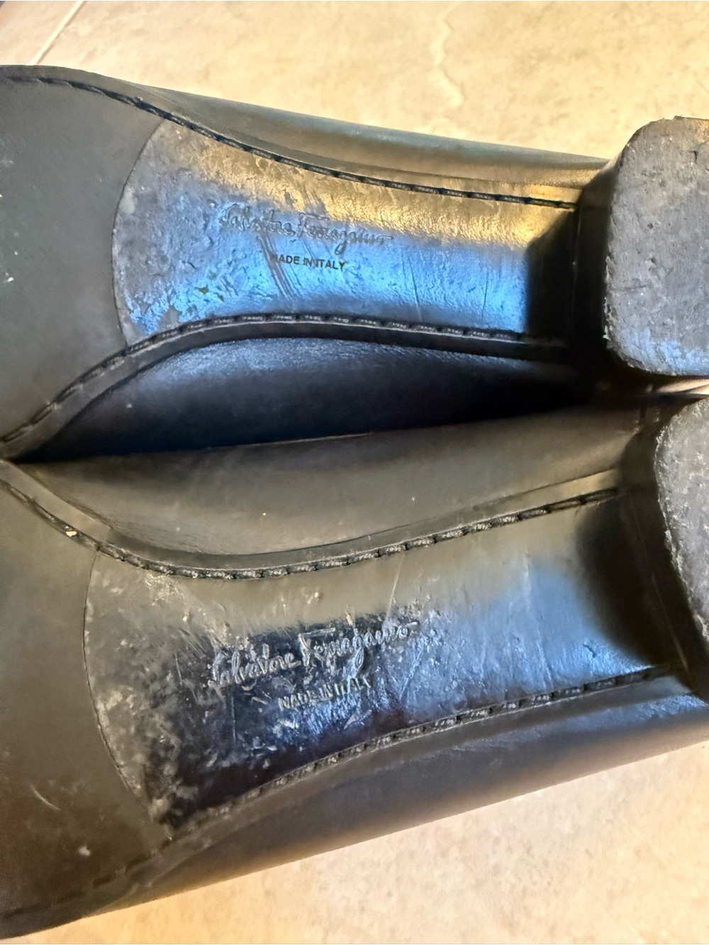Salvatore Ferragamo Gancini Vintage Block Heel Loafers SG 1523 leather 8.5 - Picture 8 of 9